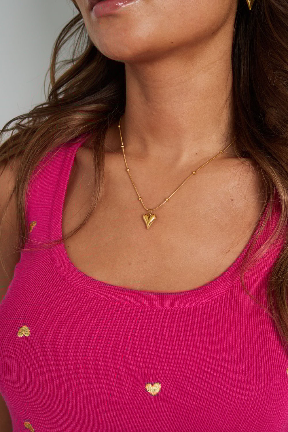 small ball necklace with heart h5Picture3